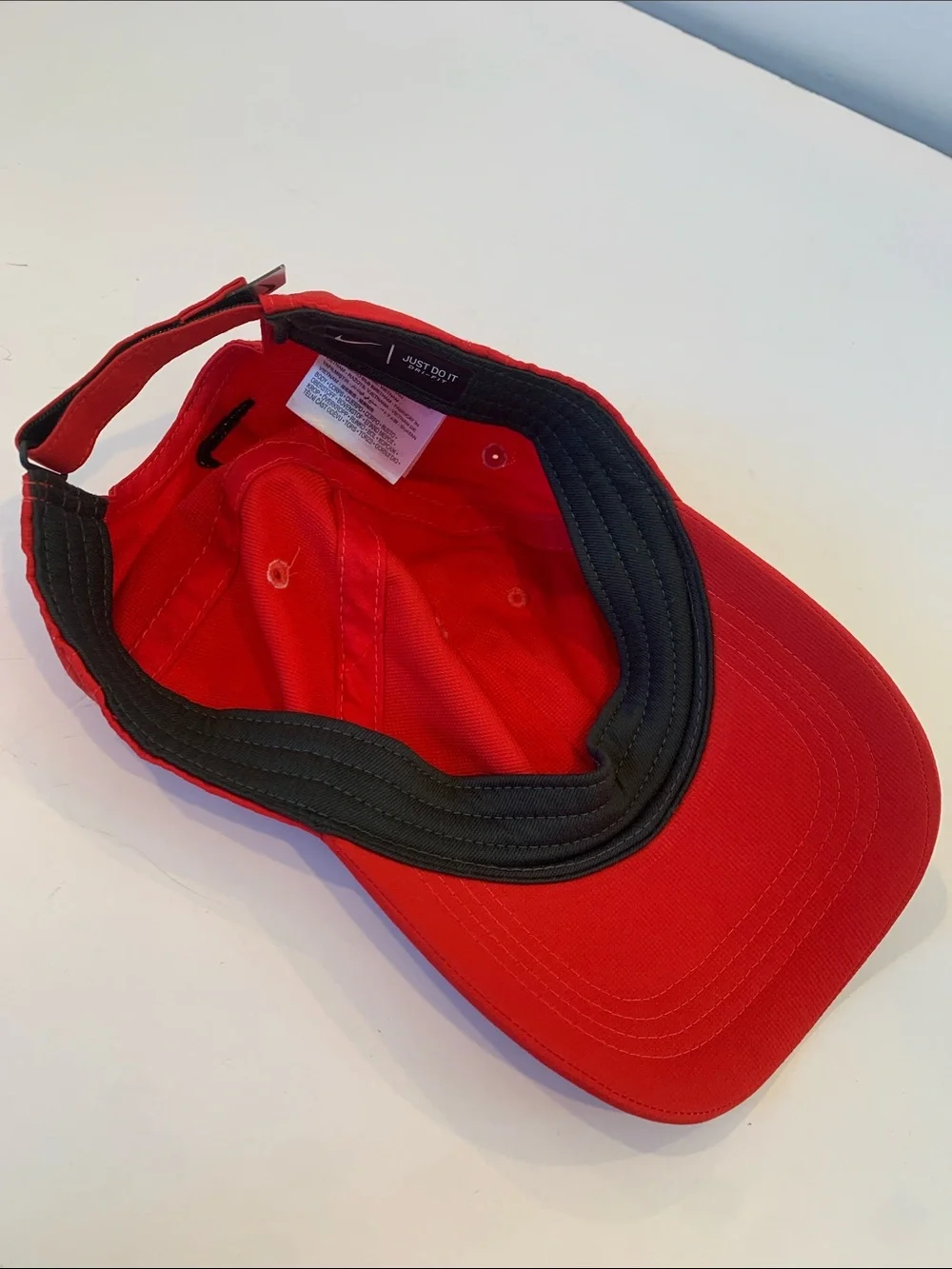 Nike Dri-Fit Adjustable Toddler Kids Red Baseball Cap Hat with Black Swoosh